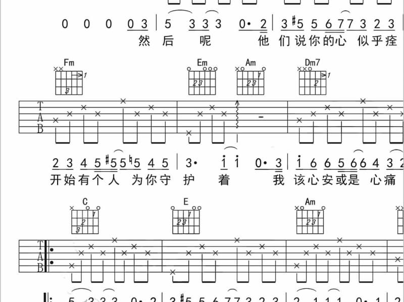 《初恋》吉他谱_陈百潭