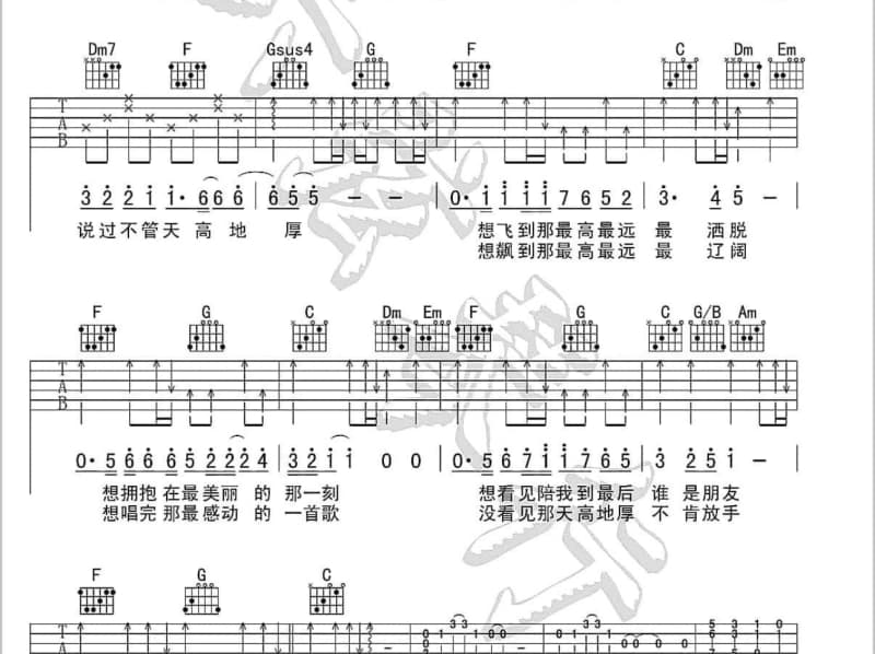 《绝不能失去你》吉他谱_陈冠宇