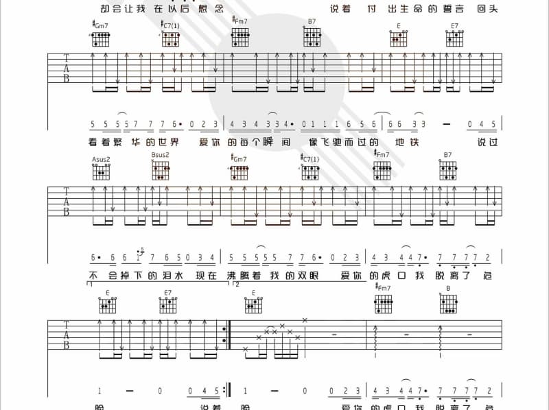 《北方》吉他谱_陈宏斌