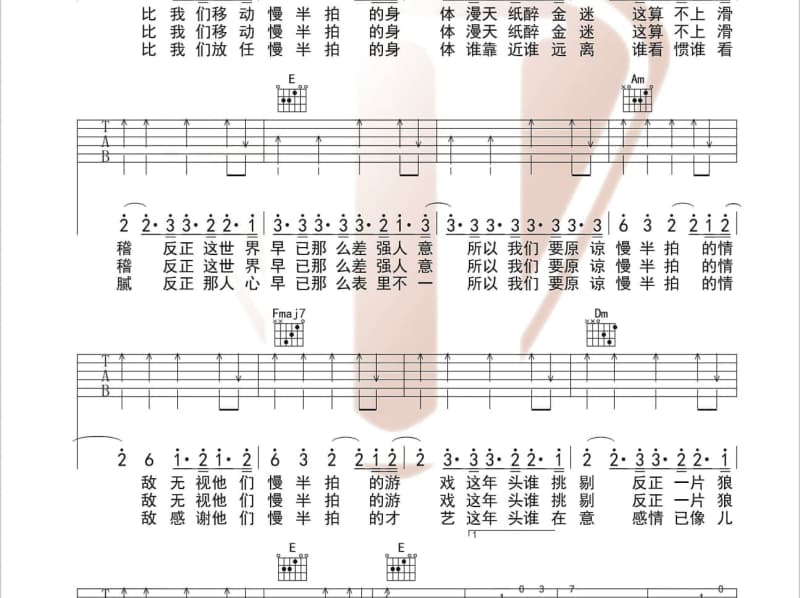 《飞毯》吉他谱_陈奂仁