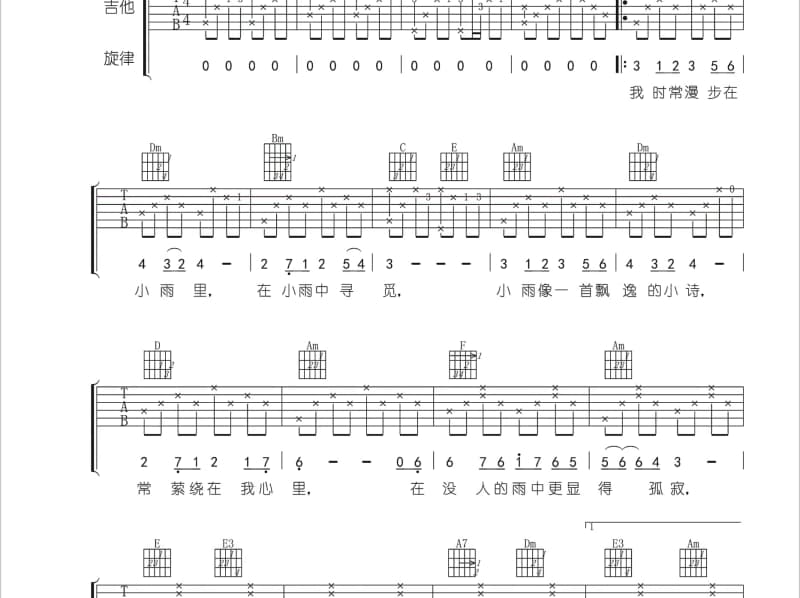 《妈妈对我说.》吉他谱_梁晓雪