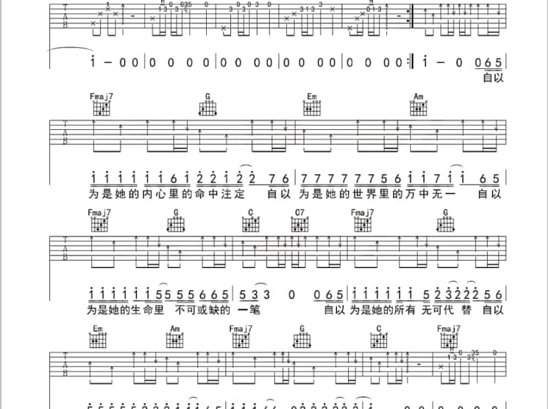 《清水心跳》吉他谱_陈慧琳