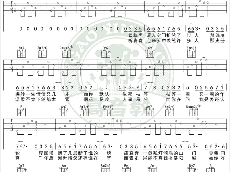 《风中有朵雨做的云》吉他谱_陈慧娴