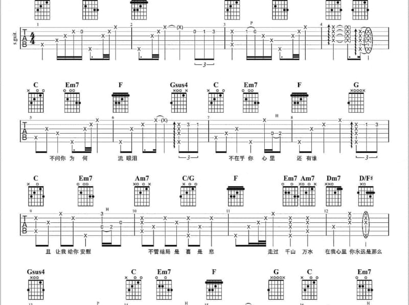 《前尘》吉他谱_陈慧娴