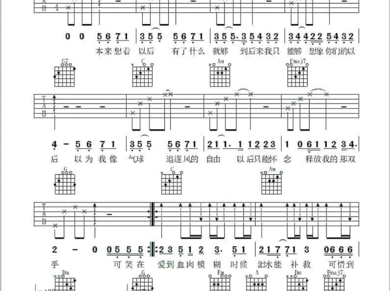 《伤爱》吉他谱_陈洁仪