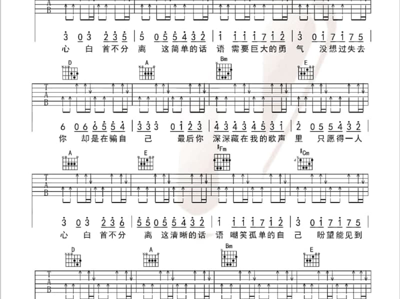 《老伴》吉他谱_陈思安
