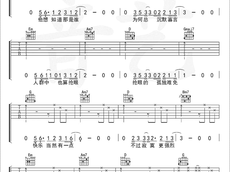 《大海》吉他谱_陈伟联