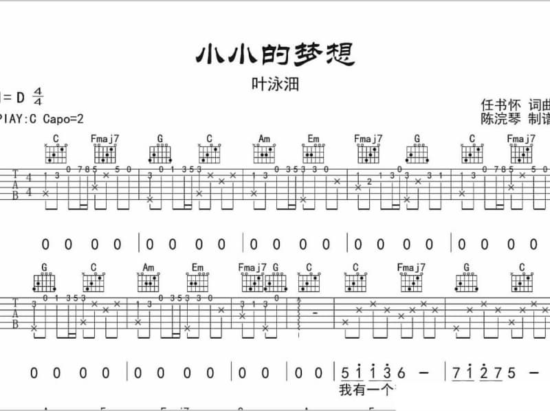 《以为你只对我好》吉他谱_陈晓东