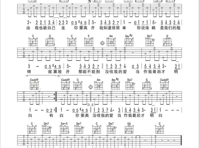 《陪你度过漫长岁月》吉他谱_陈奕迅
