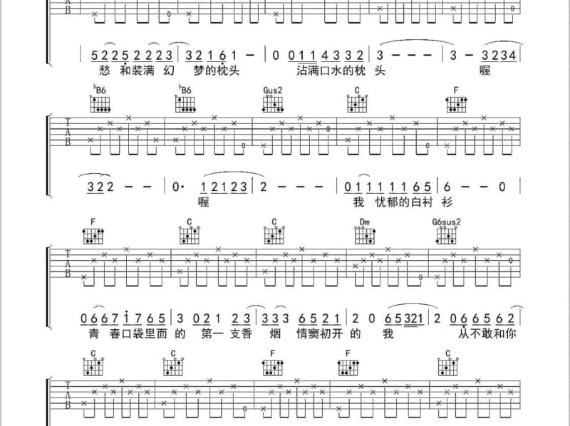《昨日》吉他谱_陈奕迅