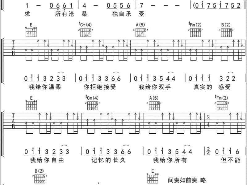 《以为》吉他谱_晨星