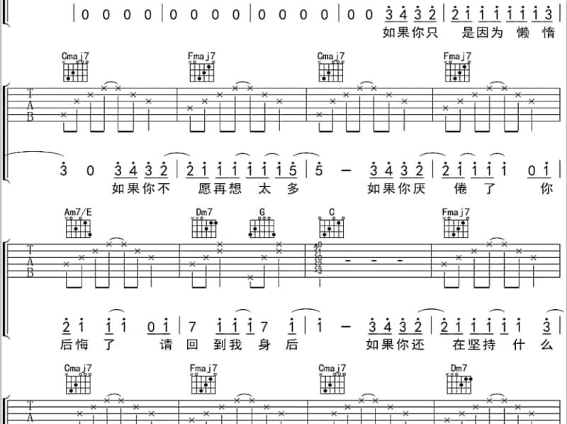 《白噪音》吉他谱_川秋沙