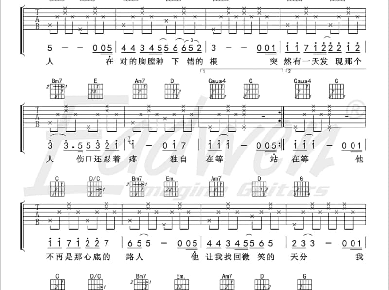 《犯桃花》吉他谱_大庆小芳