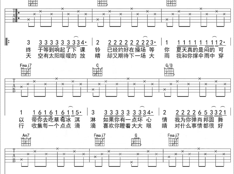 《蓝鞋子》吉他谱_邓丽欣