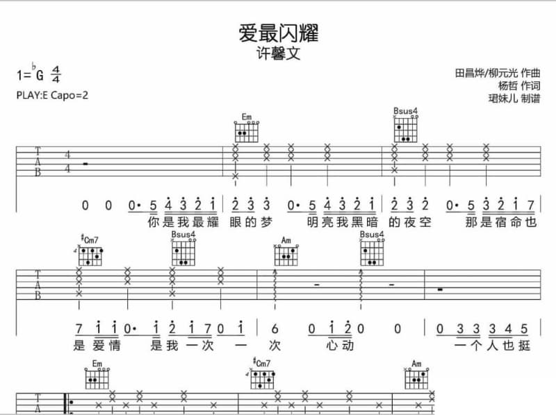 《疯狂的外星人》吉他谱_二手玫瑰