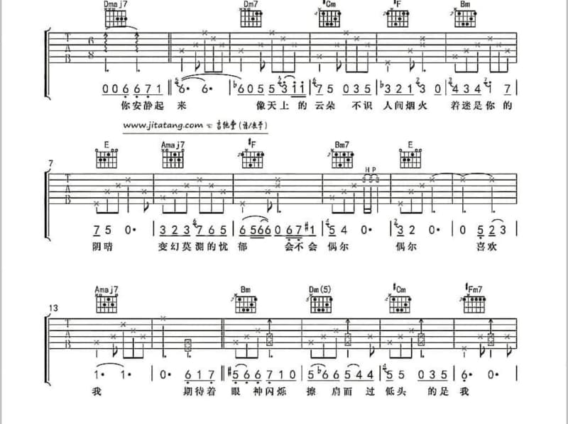 《You re Not My Sunshine》吉他谱_范晓萱