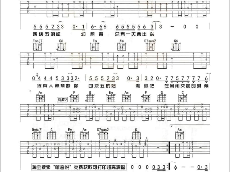 《宝贝早点回家》吉他谱_方治权