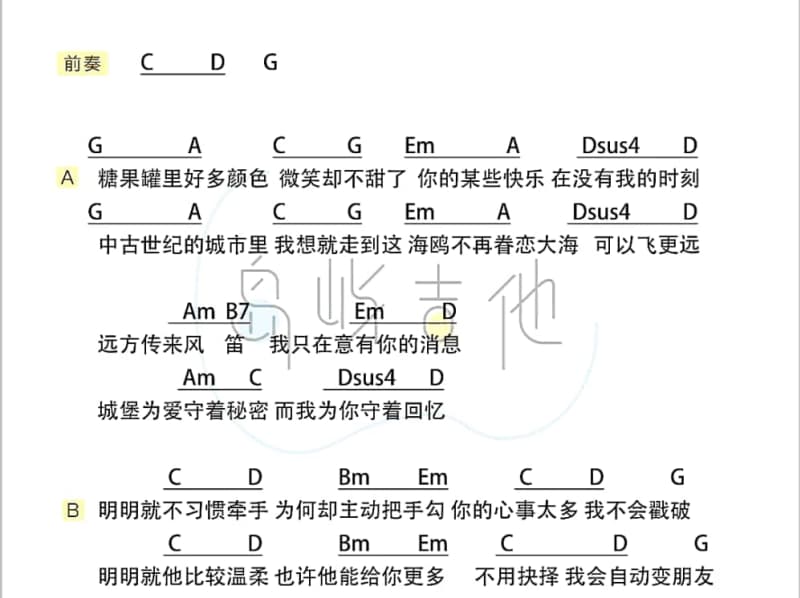 《一万个快乐》吉他谱_飞轮海
