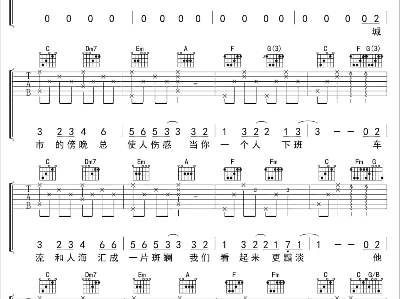 《涛声依旧》吉他谱_费玉清