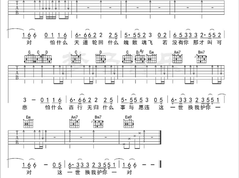 《情有独钟》吉他谱_冯晓泉+曾格格
