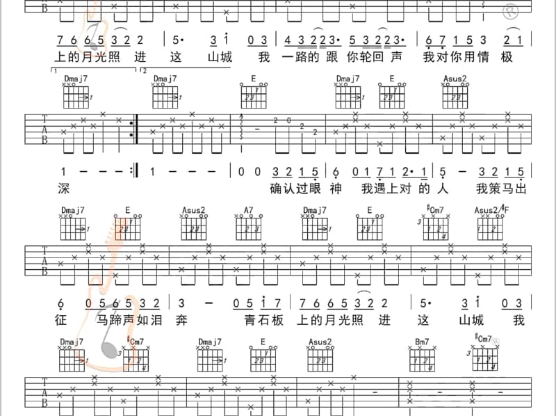 《长大》吉他谱_AJ张杰