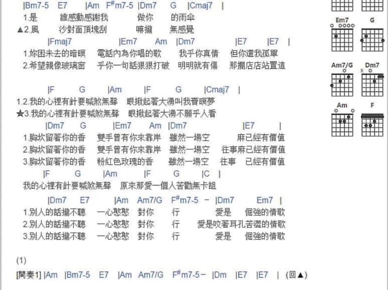 《Rainy Days And Mondays》吉他谱_傅薇
