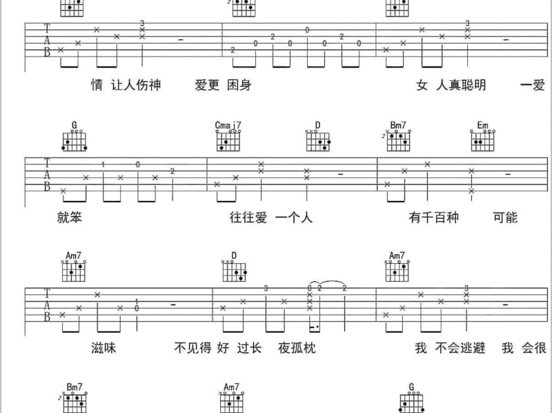 《两条路上》吉他谱_傅薇