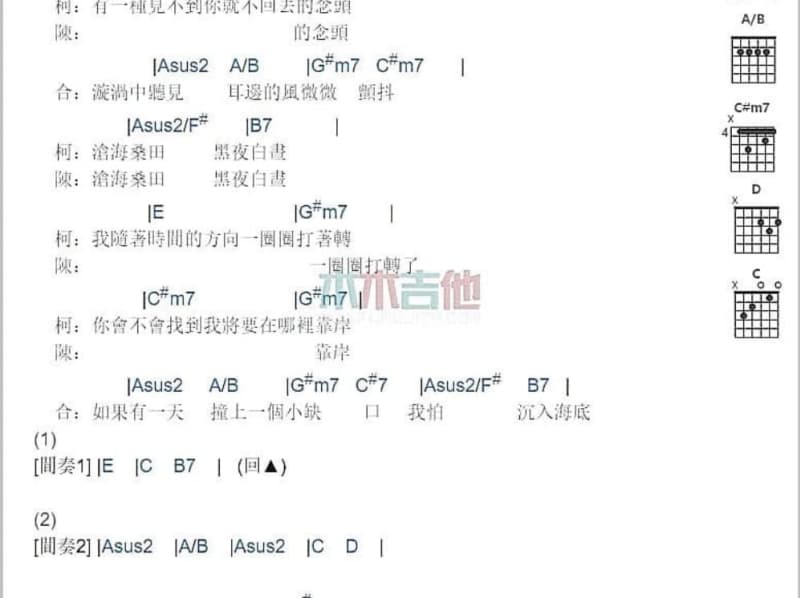 《原谅我吧！心上人》吉他谱_高胜美