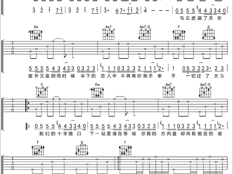 《手中线》吉他谱_龚芝怡