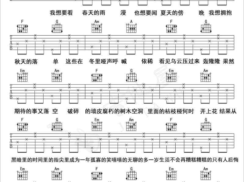 《有你就好》吉他谱_光合作用组合