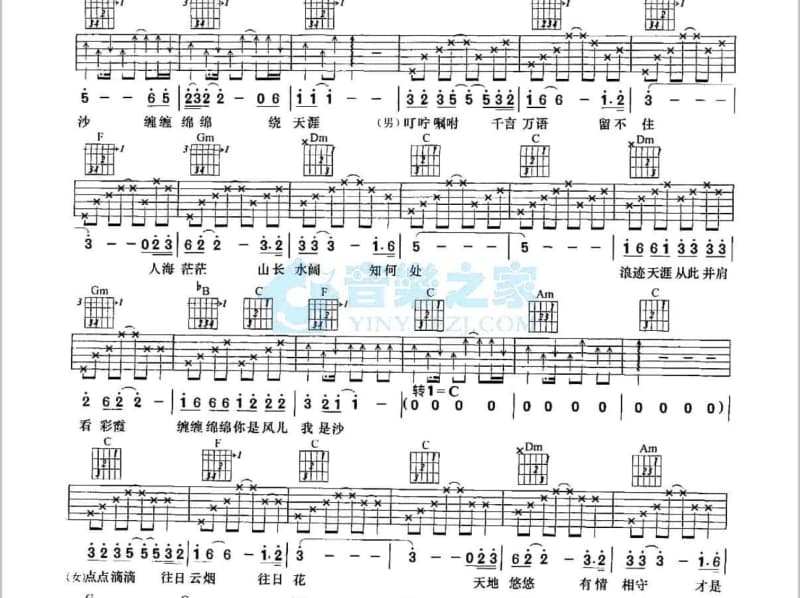 《面对爱情》吉他谱_海阔天空组合