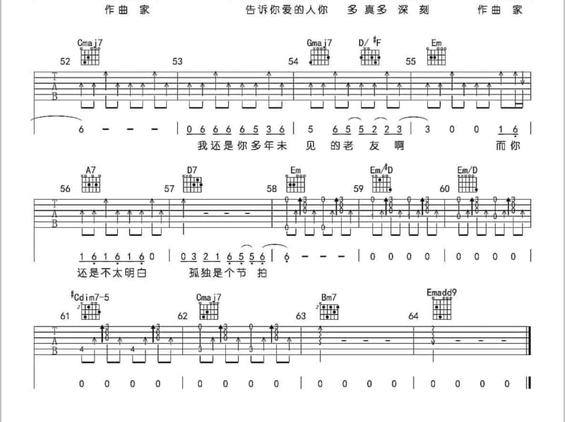 《春歌》吉他谱_好妹妹乐队