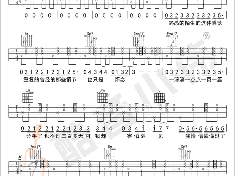 《大漠风歌》吉他谱_潘倩倩