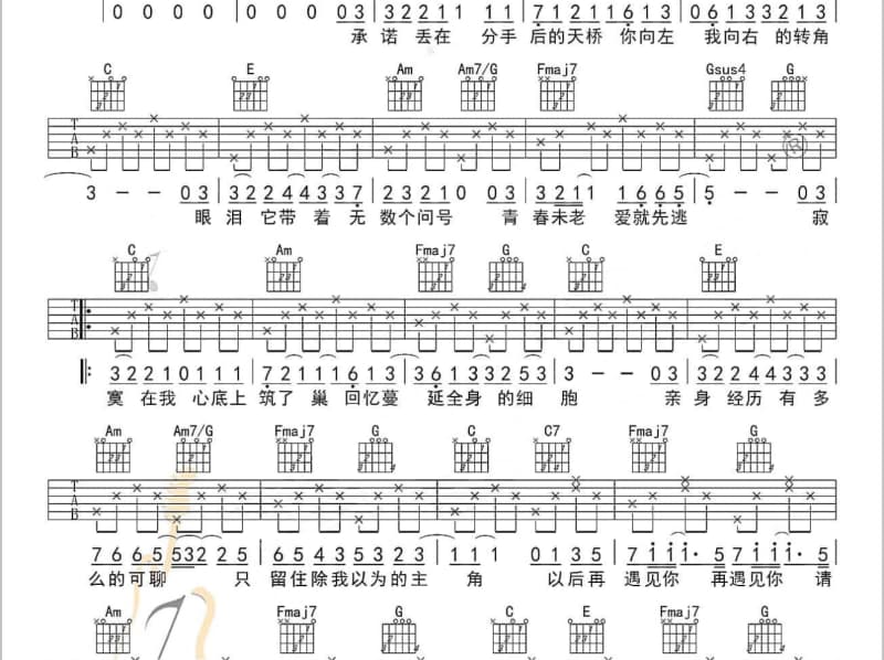 《三更半暝》吉他谱_候美仪