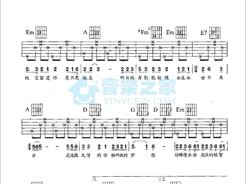 《凛冬之中》吉他谱_沈玮琦