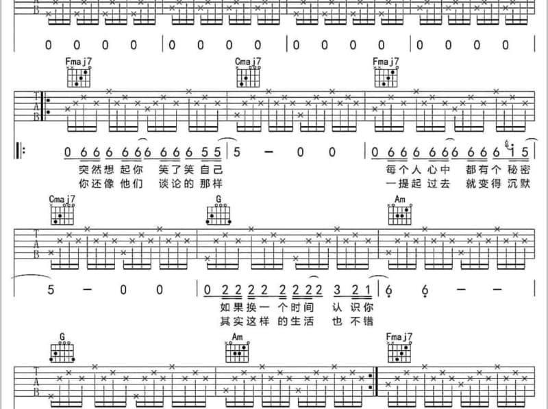 《我在》吉他谱_思麒