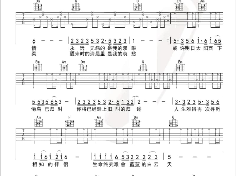 《尝试联络》吉他谱_葛雨晴