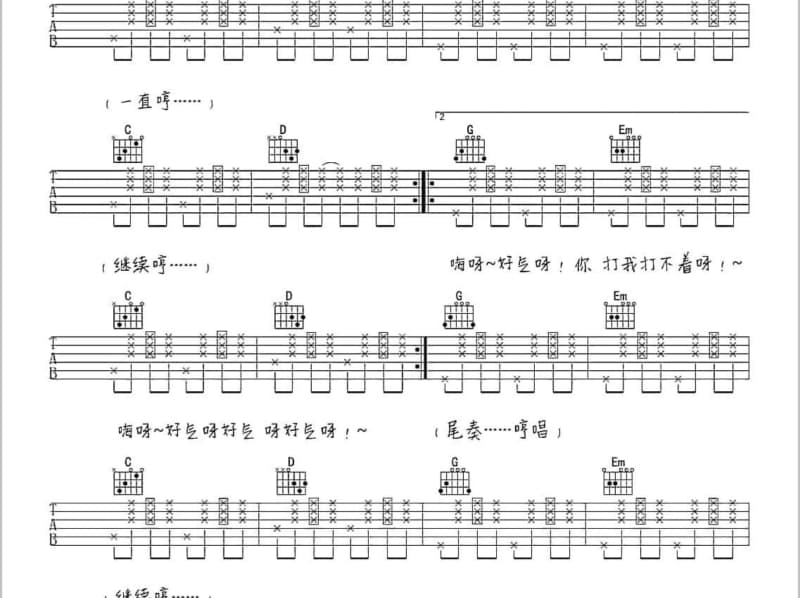 《再也不贱》吉他谱_苏一音