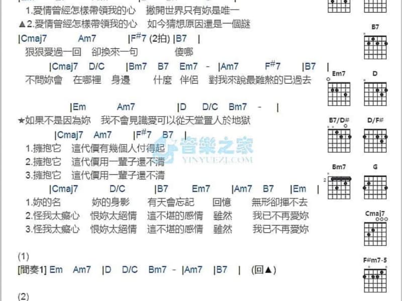 《我不想哭》吉他谱_孙慧莹