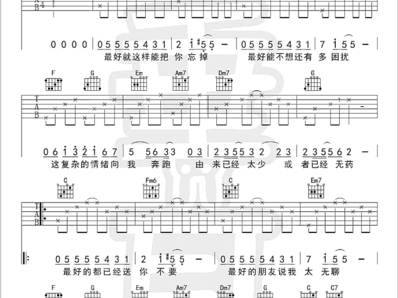 《月落琴殇》吉他谱_孙嘉梵