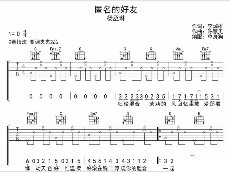 《红尘情歌》吉他谱_孙露