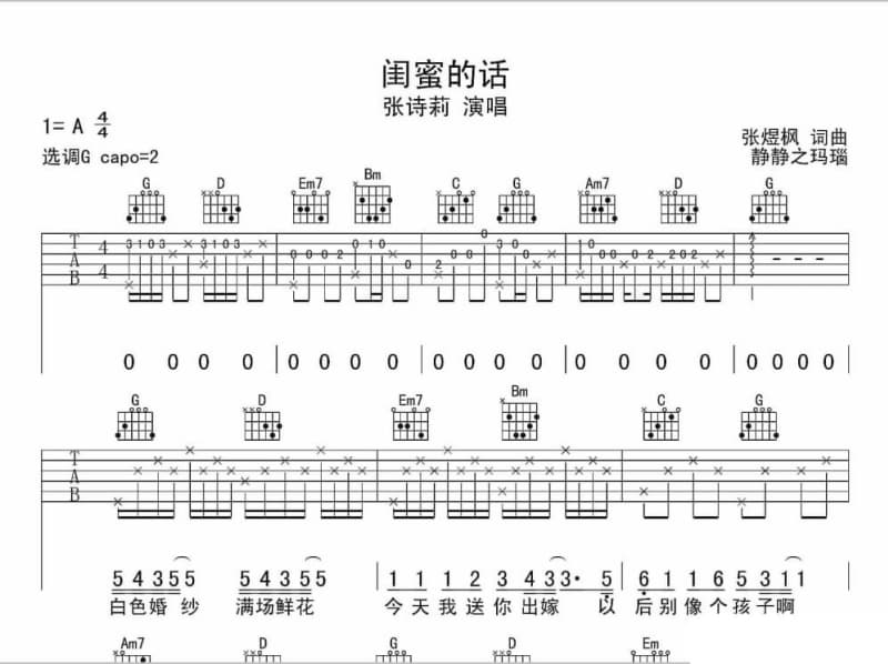 《私人日记》吉他谱_田娟