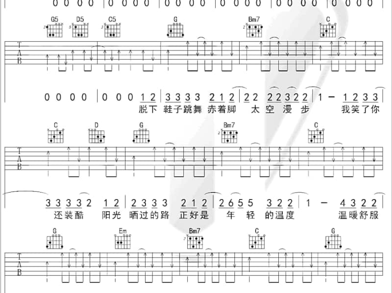 《爱是和你走下去》吉他谱_田田