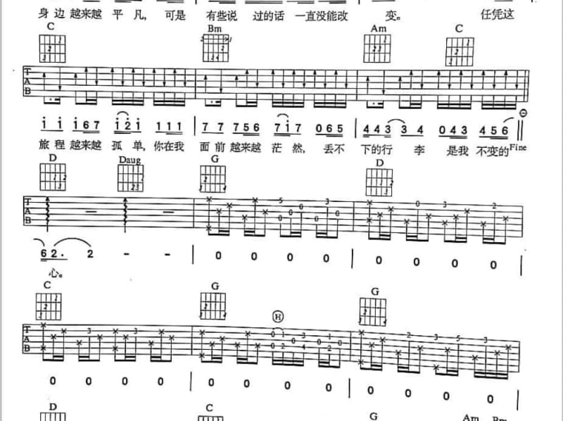 《家乡》吉他谱_田甜