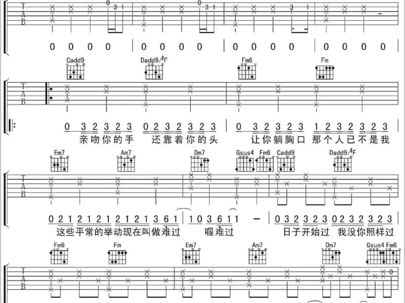 《美人吟》吉他谱_田甜