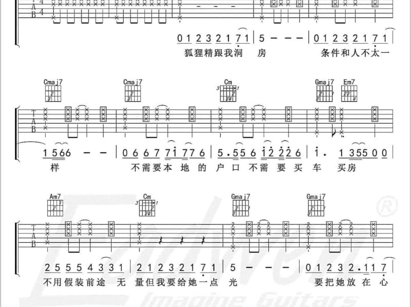 《马兰花》吉他谱_龚玥