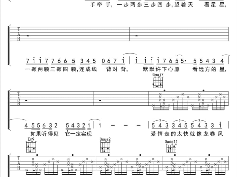 《极星》吉他谱_庭竹