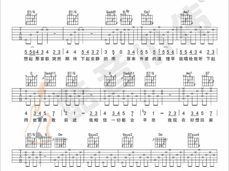 《今晚送你这首歌》吉他谱_庭竹