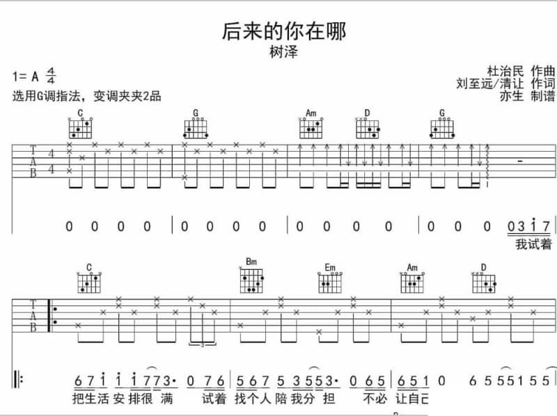 《初见》吉他谱_童珺