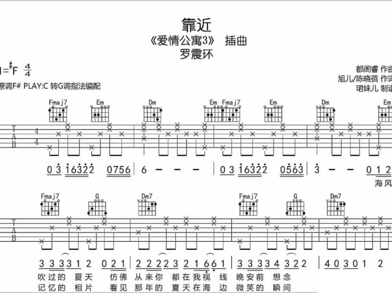 《大海啊故乡》吉他谱_刘小倩